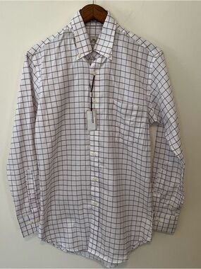 Peter Millar Nanoluxe Easycare Mens Button Down Long Sleeve Shirt Sm Check New